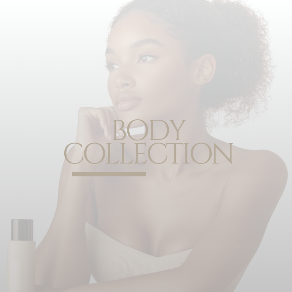 JGSS Body Care Collection displayed with multiple skincare products, highlighting hydration and gentle care for the entire body.