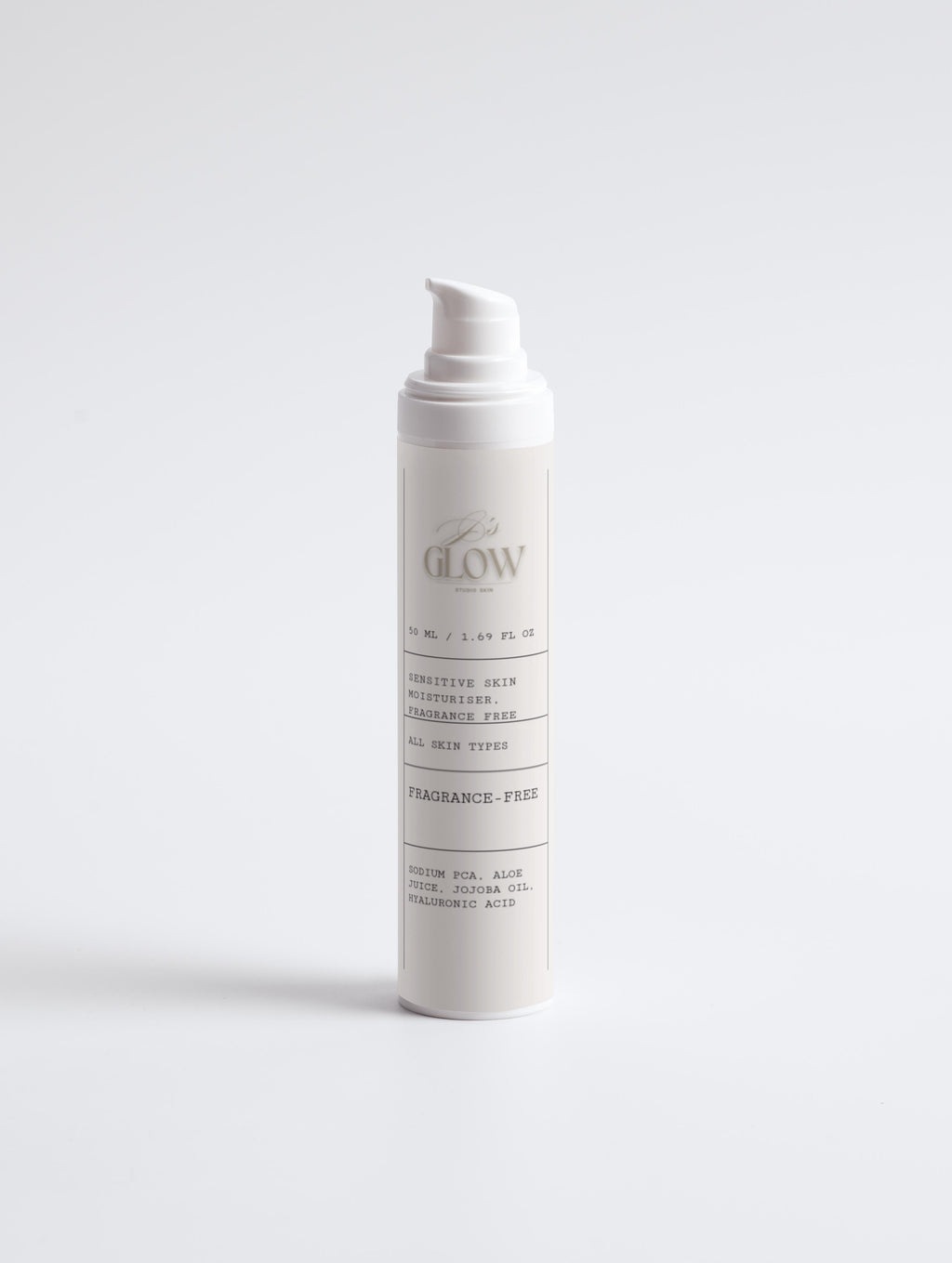 Model applying JGSS Sensitive Skin Moisturiser Fragrance Free to face for calm, hydrated skin