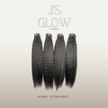 Jireh’s Glow Studio Virgin Kinky Straight Bundles featuring soft, natural-looking kinky straight human hair with full volume and smooth texture.