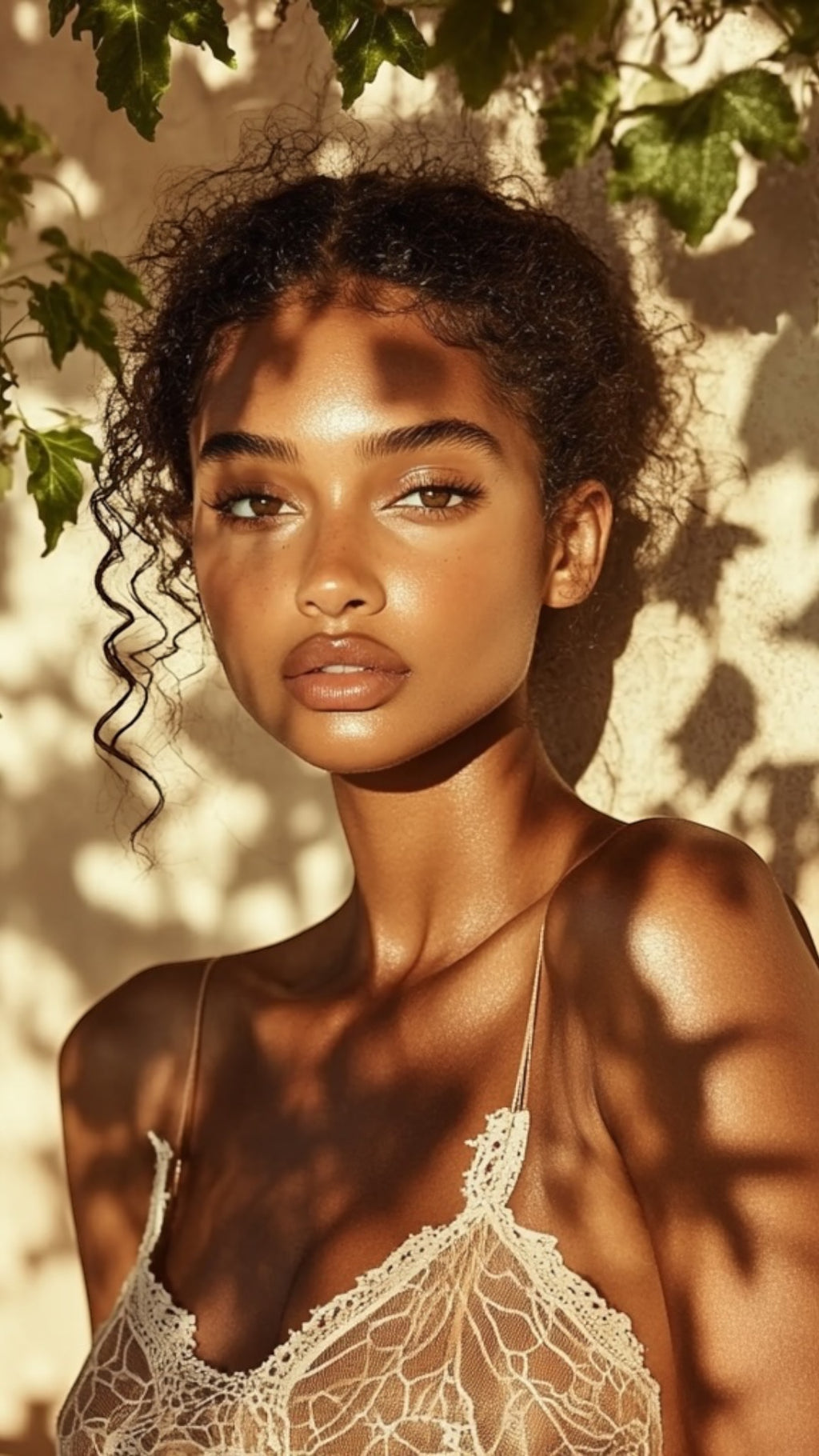 Smiling model gently applying JGSS Nourishing Facial Oil to her glowing skin.